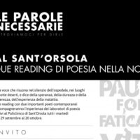 "Le parole necessarie" reading di poesia al S.Orsola