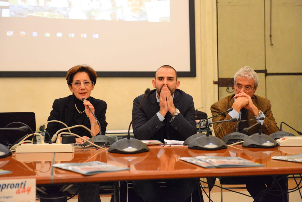 Giovanni Gordini (a dx) durante il #noisiamopronti del 22 novembre 2015 a Palazzo d'Accusio