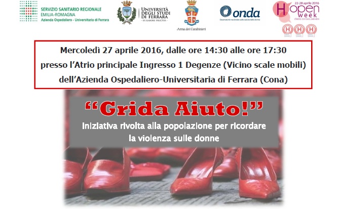 Violenza sulle donne: a Cona (Fe) l’iniziativa “Grida aiuto!”