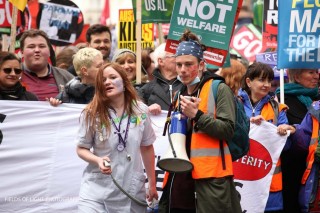 16 aprile 2016, Londra, manifestazione contro l'abolizione delle borse di studio. foto di Fields of light photography