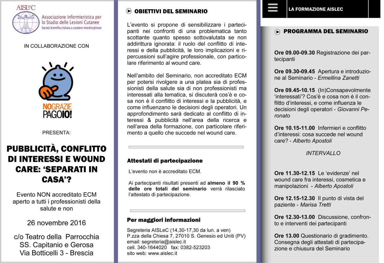 Locandina AISLEC Conflitto interessi BS 26 11 2016