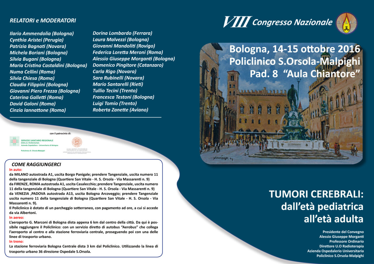 “Tumori cerebrali: dall’età pediatrica all’età adulta”. A Bologna il Congresso nazionale AIIRO