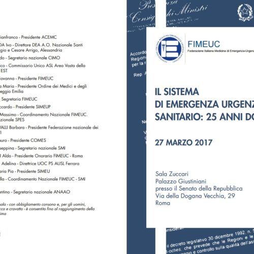 “Il sistema di emergenza urgenza sanitario: 25 anni dopo”