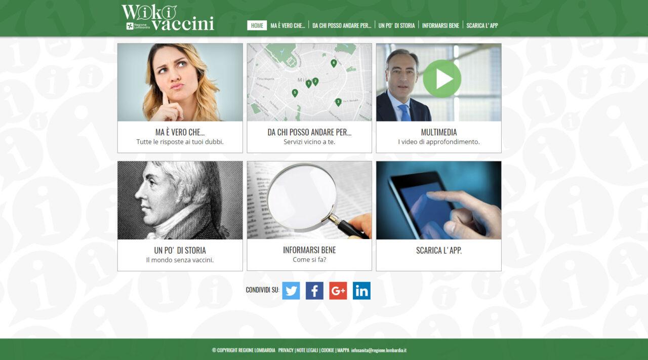 Wikivaccini, il sito della Regione Lombardia per la promozione dei vaccini