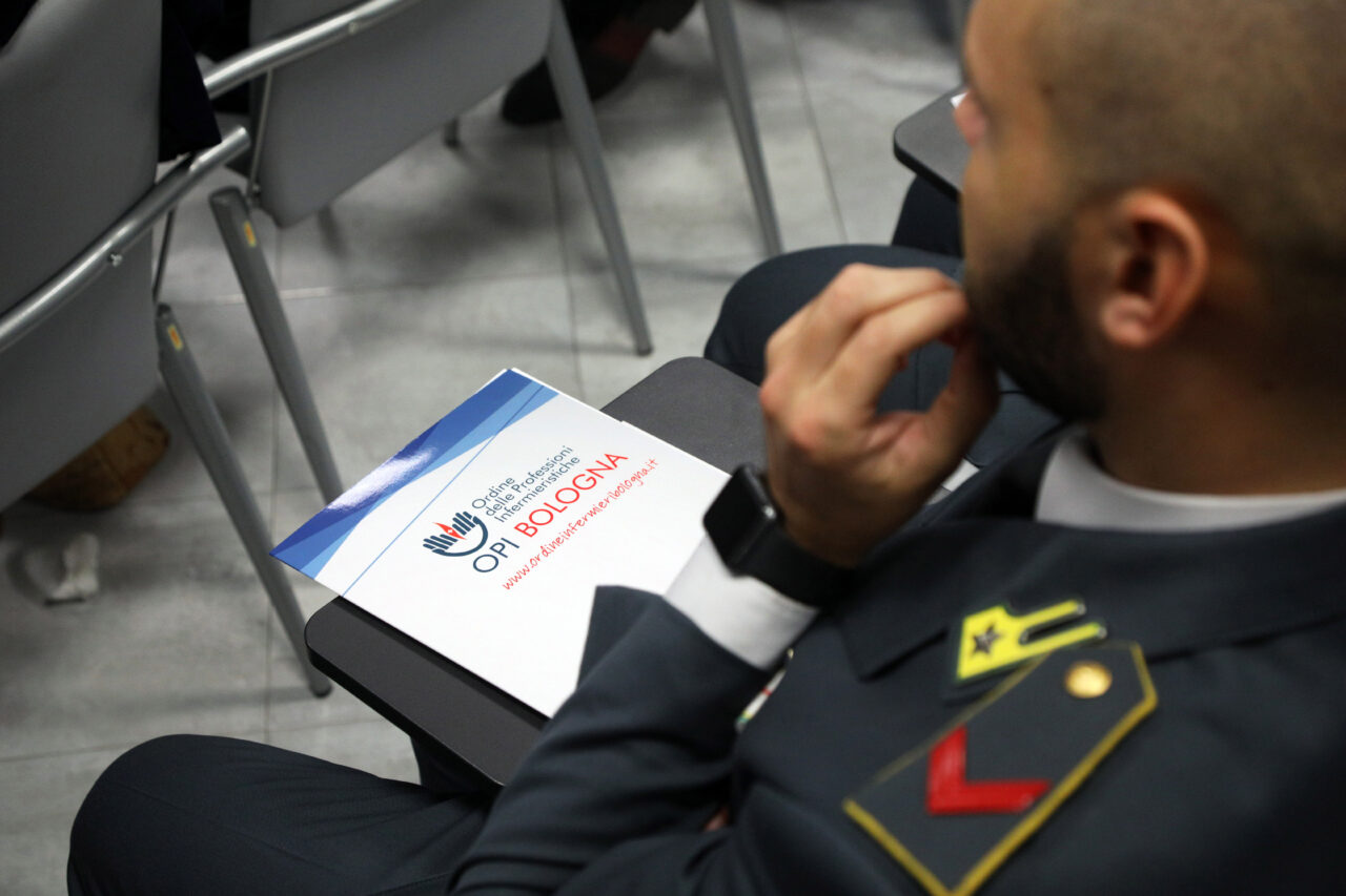 Bologna 18/10/2019. Aula Formazione OPI Bologna. Seminario LO STRESS E IL FENOMENO DEI SUICIDI NELLE FORZE ARMATE E DI POLIZIA, IL RUOLO DELL’INFERMIERE. Foto Paolo Righi