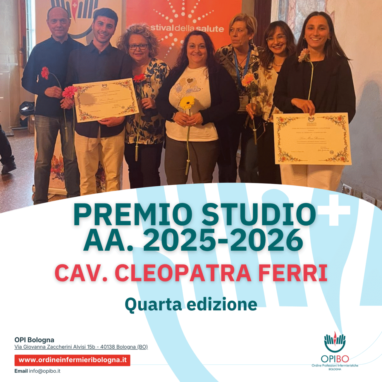 Premio di Studio Cav. Cleopatra Ferri 2025–2026: proclamati i vincitori durante l’evento OPI Bologna del 12 maggio