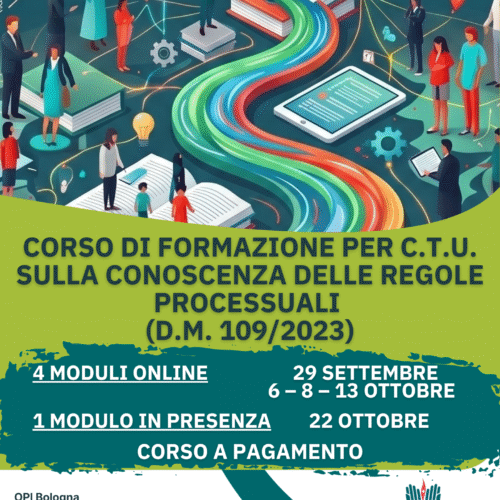 Corso di formazione per i C.T.U. sulla conoscenza delle regole processuali (D.M. 109/2023) 2026 e relativo avviso di sostegno economico