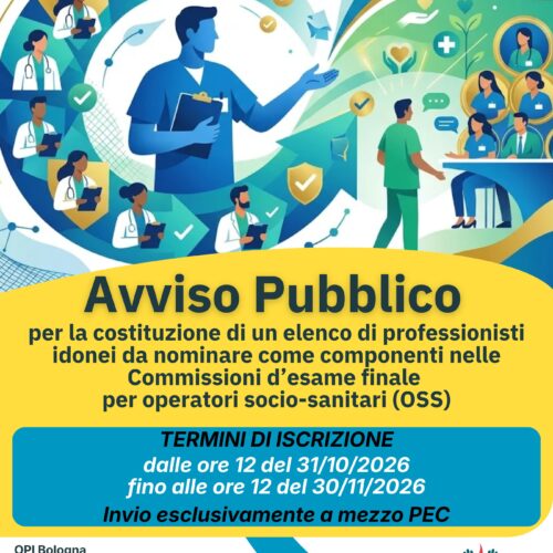 Avviso pubblico selezione infermieri per Commissioni d’esame OSS: come presentare la domanda di partecipazione dal 31 ottobre al 30 novembre 2026